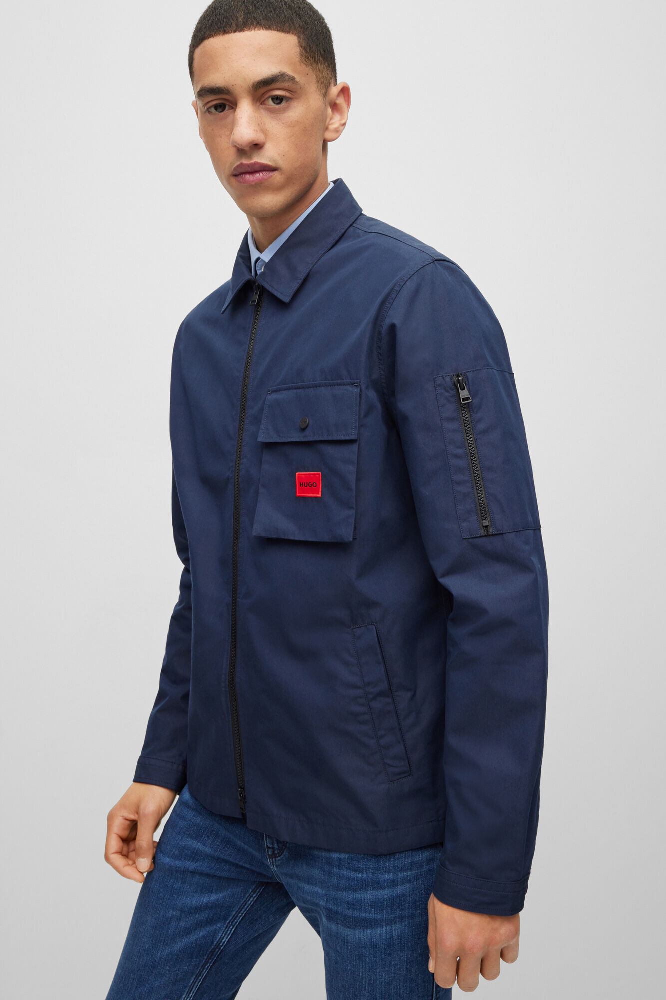 HUGO Canvas overshirt blue