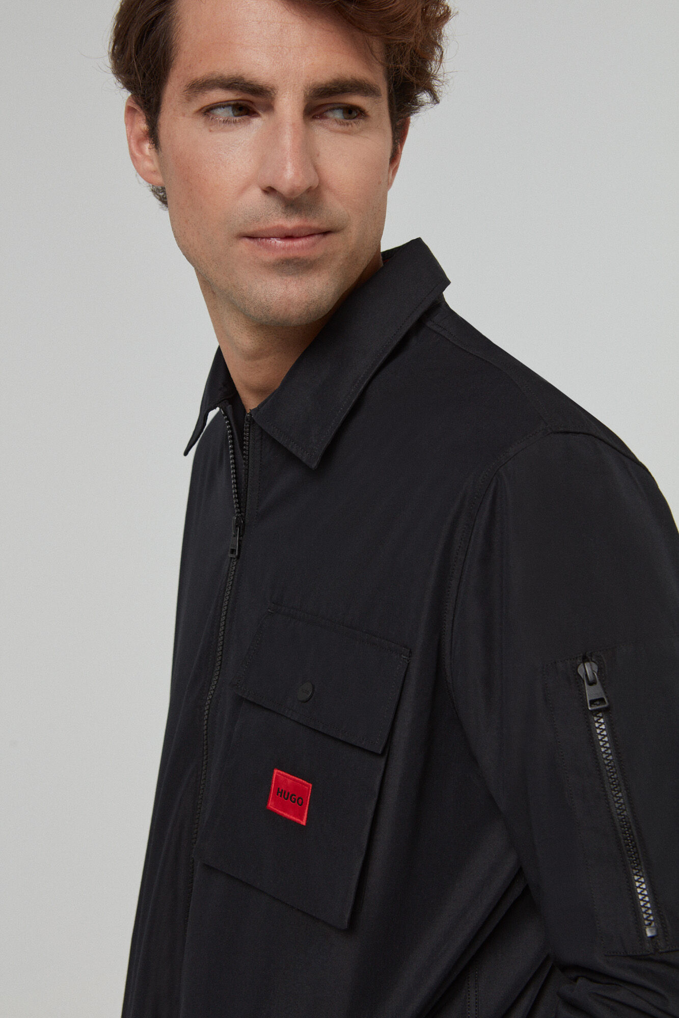 HUGO Canvas overshirt black