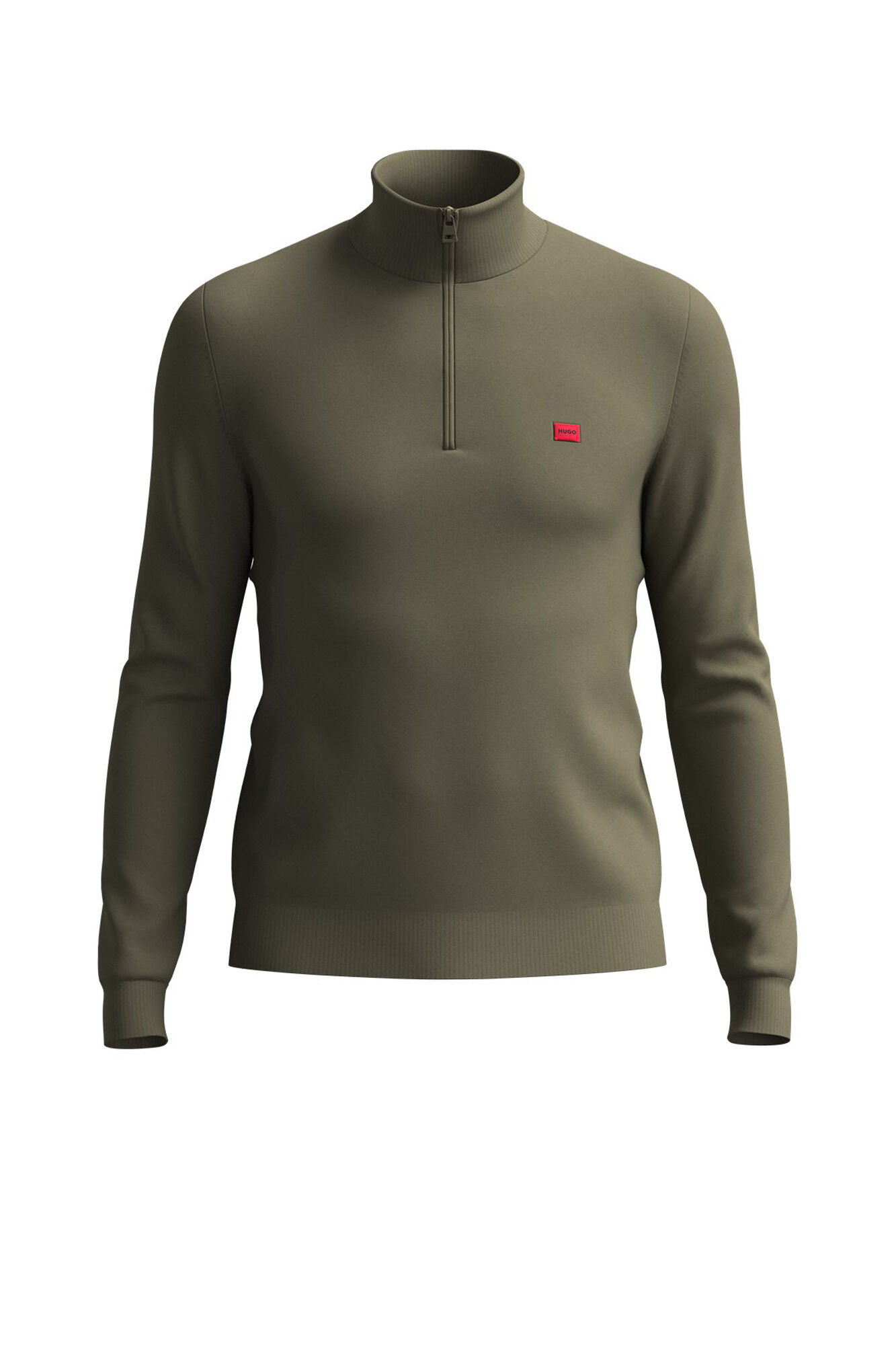 HUGO Jersey cuello cremallera verde