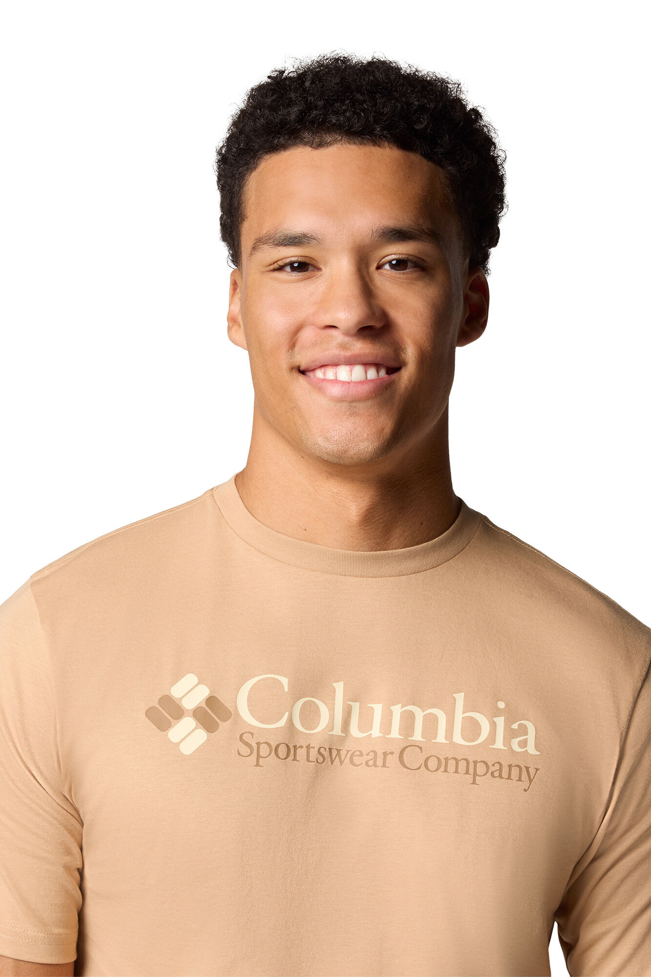 Columbia Camiseta de manga corta de algod&oacute;n org&aacute;nico Basic Logo&trade; de Columbia para hombre beige