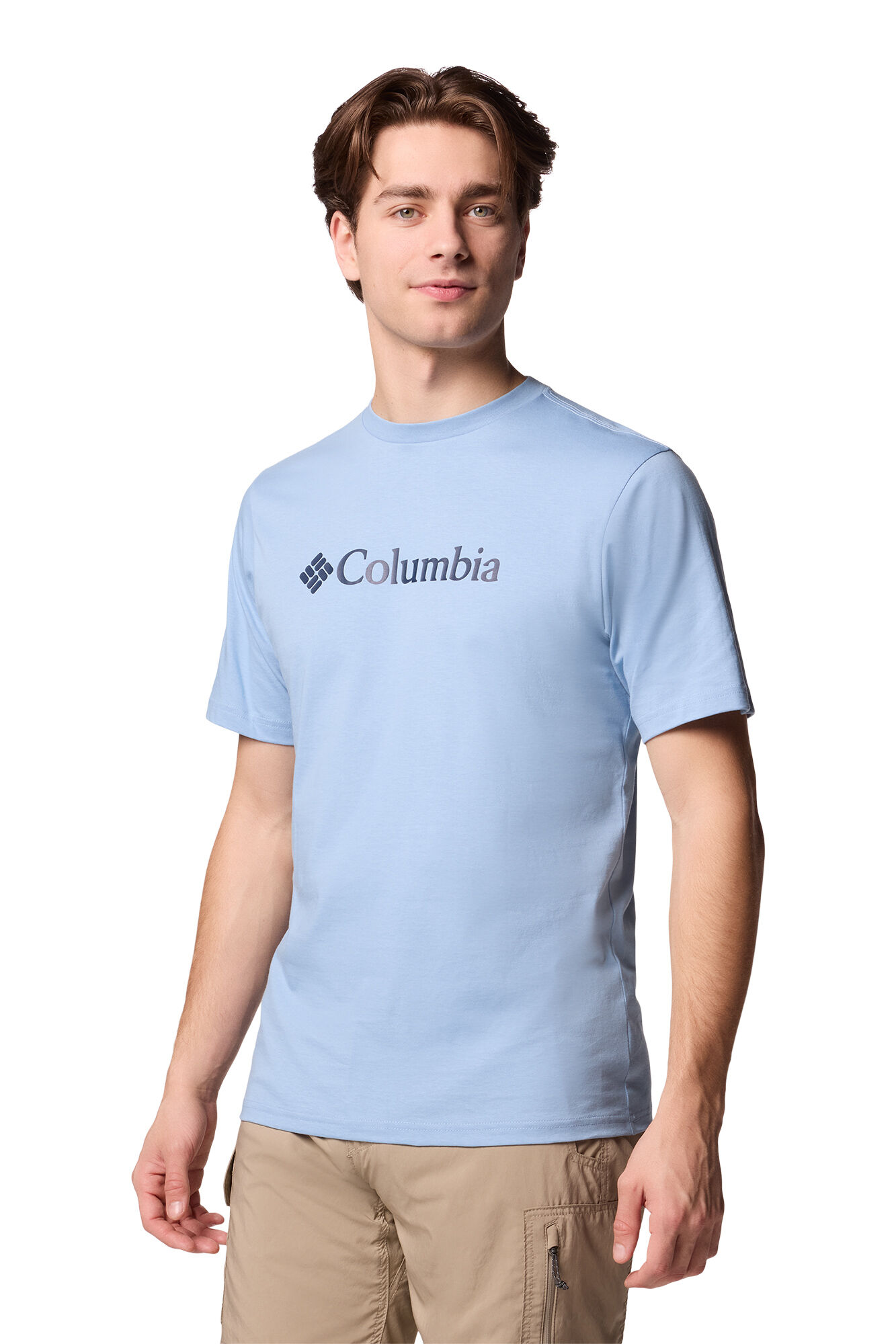 Columbia Camiseta de manga corta de algod&oacute;n org&aacute;nico Basic Logo&trade; de Columbia para hombre azul