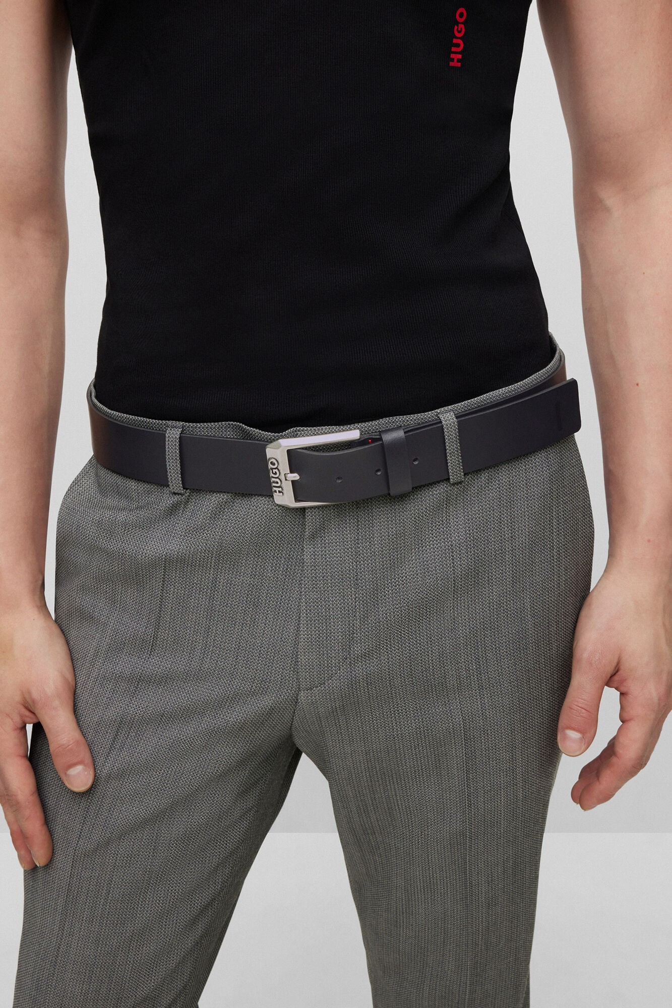 HUGO Cinturon piel negro