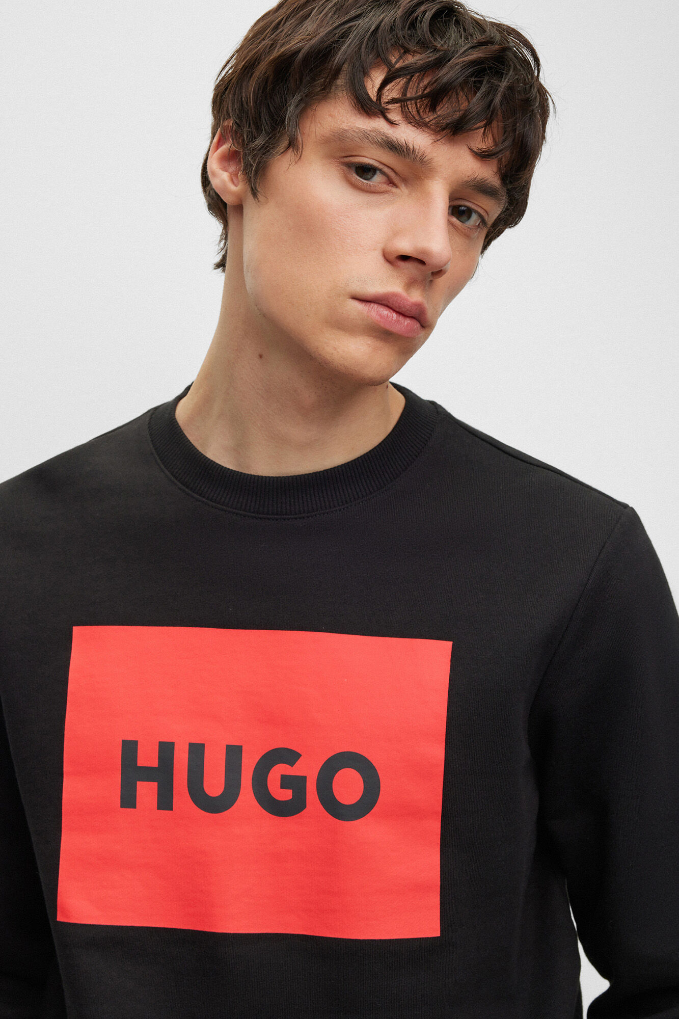 HUGO Cotton-terry sweatshirt black
