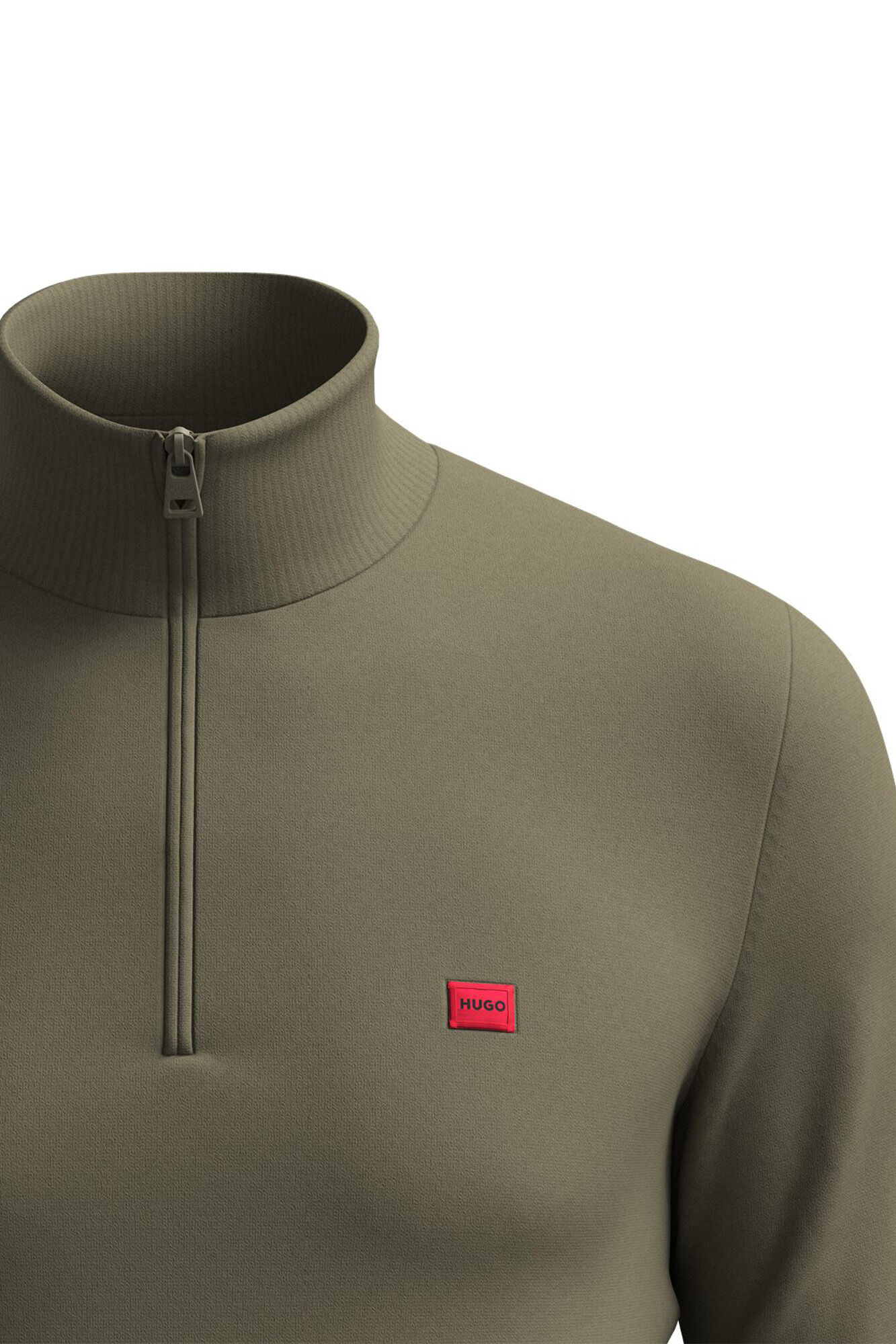 HUGO Jersey cuello cremallera verde