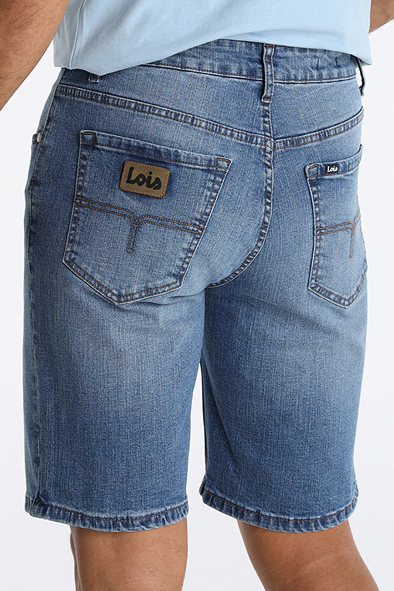 Lois Bermuda slim fit de cintura m&eacute;dia azul