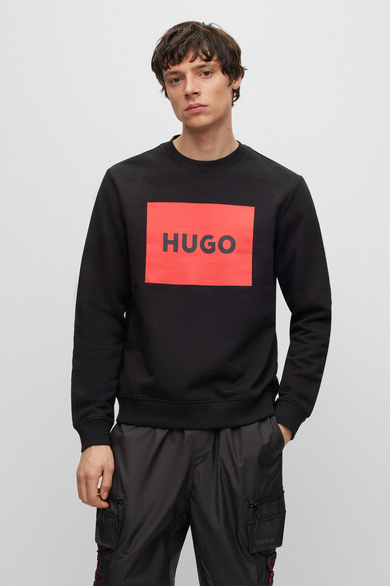 HUGO Cotton-terry sweatshirt black