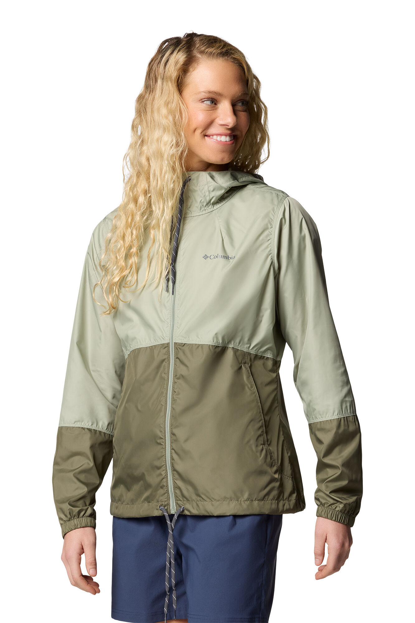 Columbia Cortavientos con capucha kaki