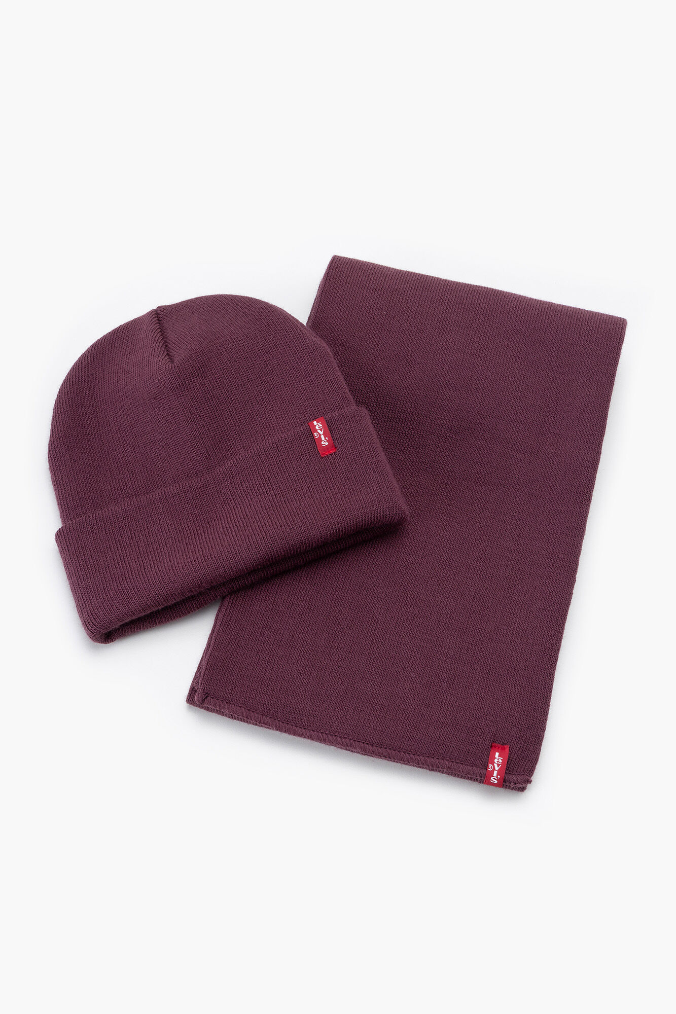 Levi's Pack de gorro y bufanda burdeos