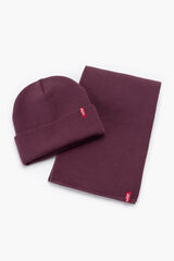Levi's Pack de gorro y bufanda burdeos