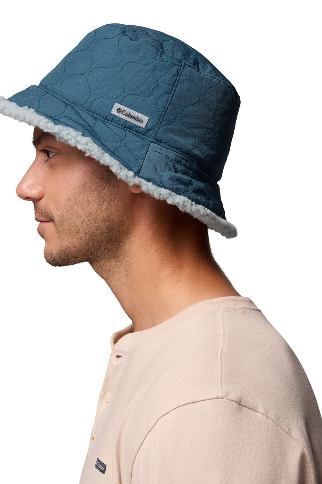 Columbia Sombrero de pescador acolchado y reversible de forro polar sherpa Winter Pass&trade; II unisex azul