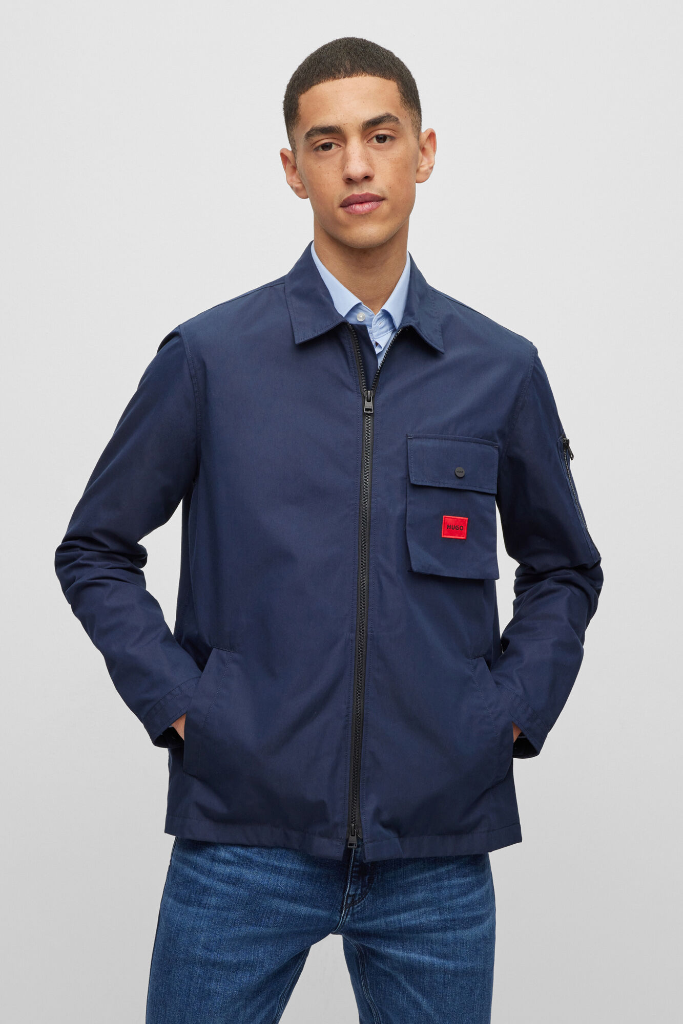 HUGO Canvas overshirt blue