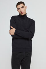 HUGO Long-sleeved roll neck knit jumper blue