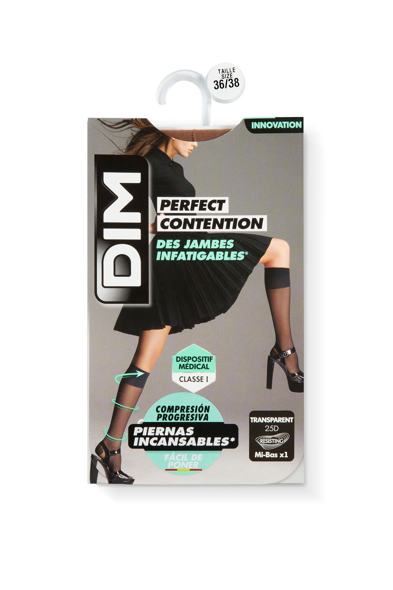 DIM Mini media de compresi&oacute;n Perfect Contention transparente piernas cansadas nude