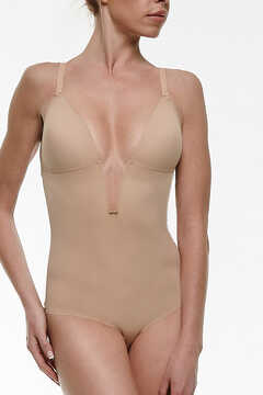 Womensecret Body Ivette Bridal copa C costas descobertas com decote pronunciado em nude marrom