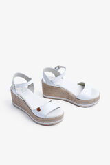 Popa Arenal leather low wedge sandal white