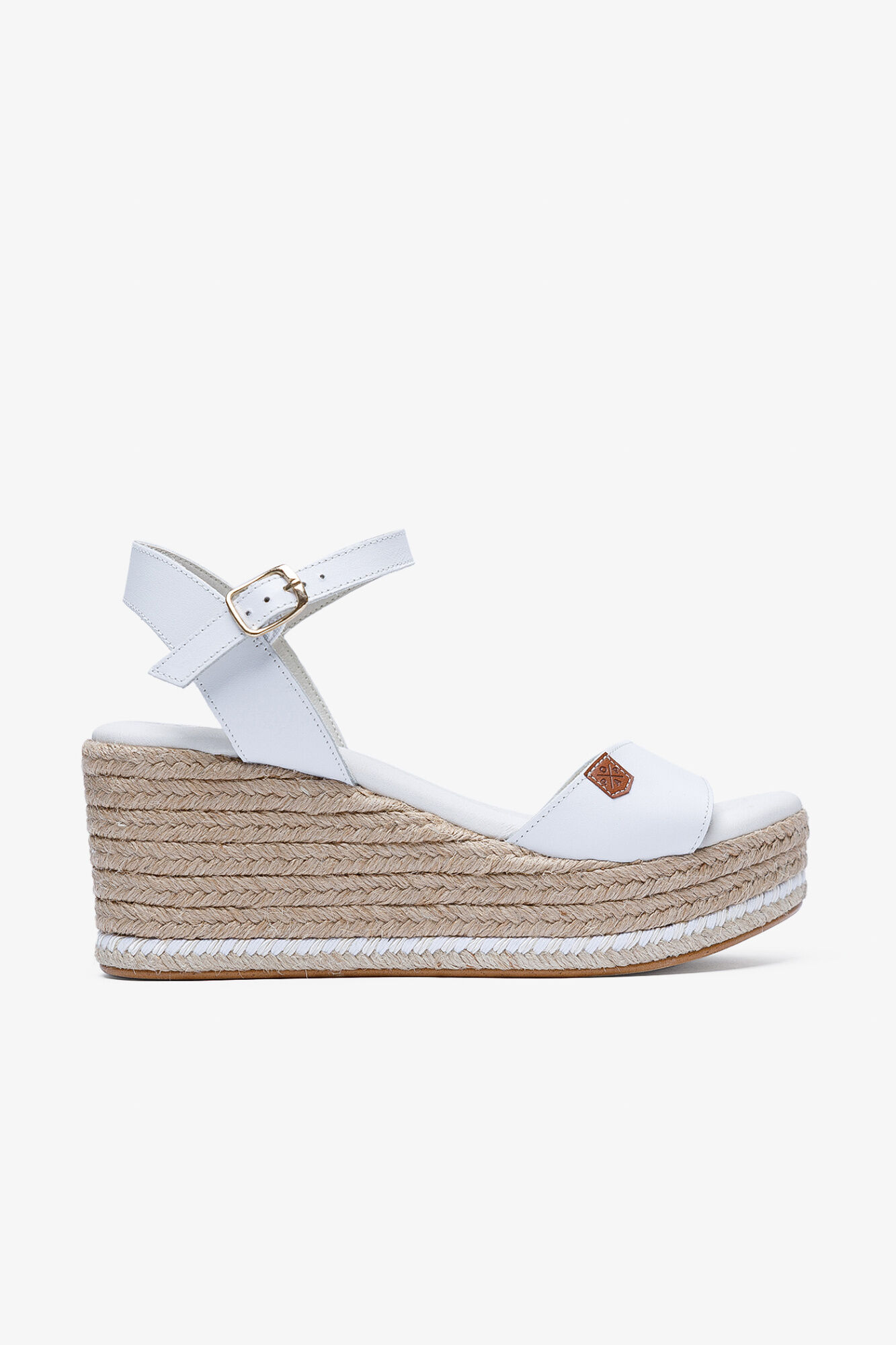 Popa Arenal leather low wedge sandal white