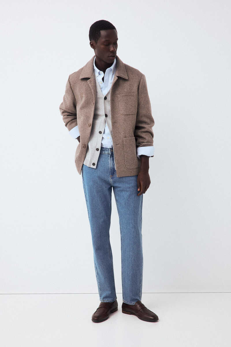 Jeans, cardigan and overshirt set