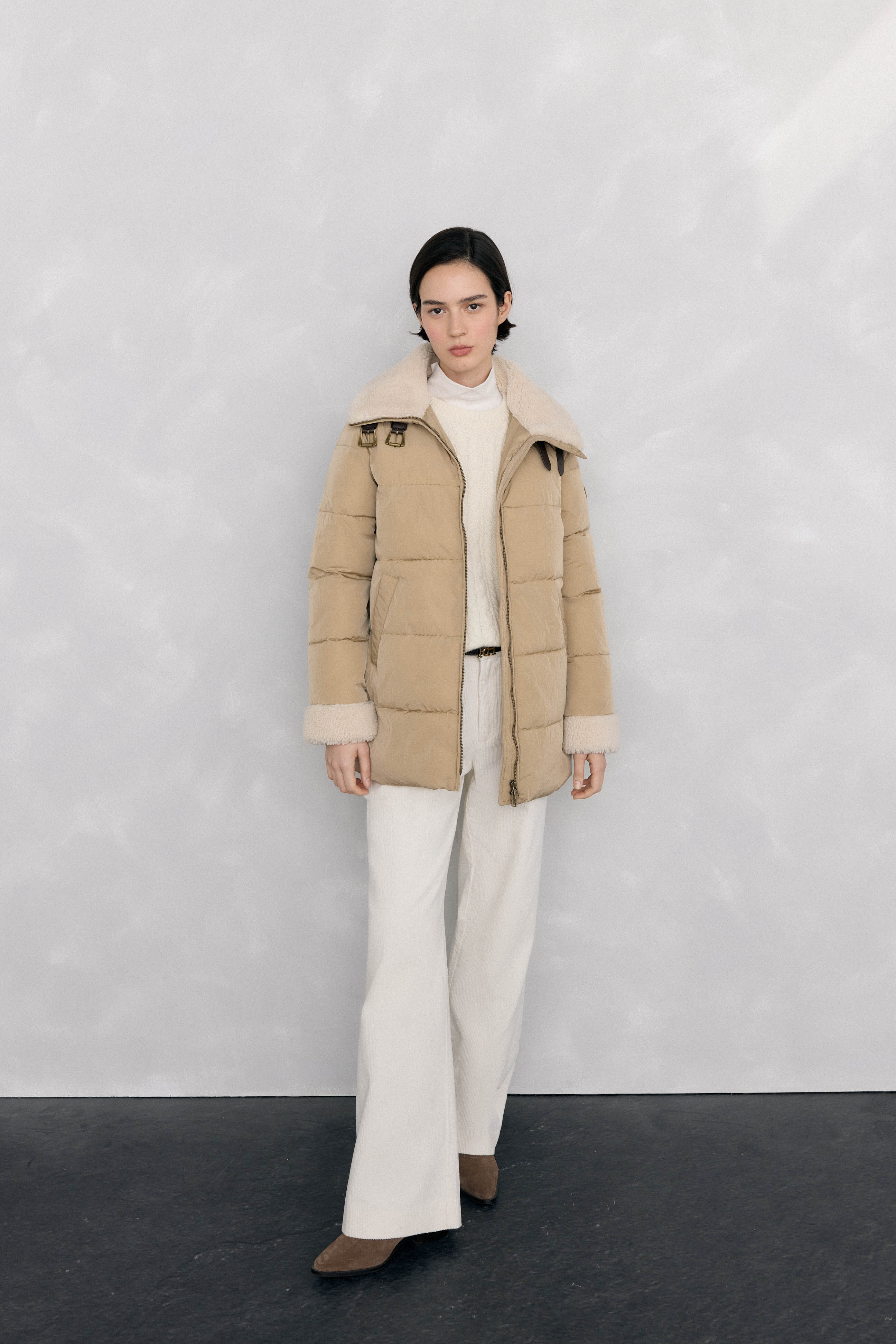 Parka, jeans and jumper set