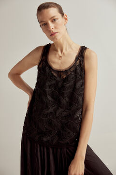 Tulle top and asymmetric skirt set