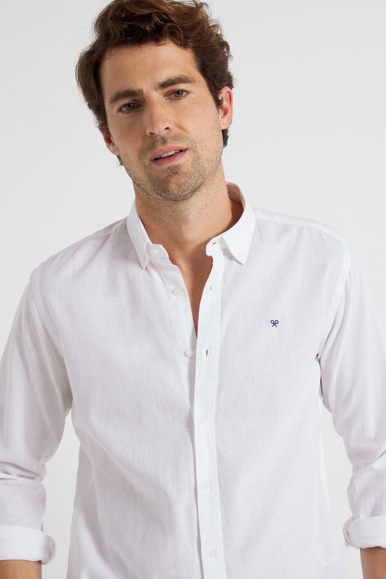Camisa sport natural linen blanca Camisas de hombre Pedro del