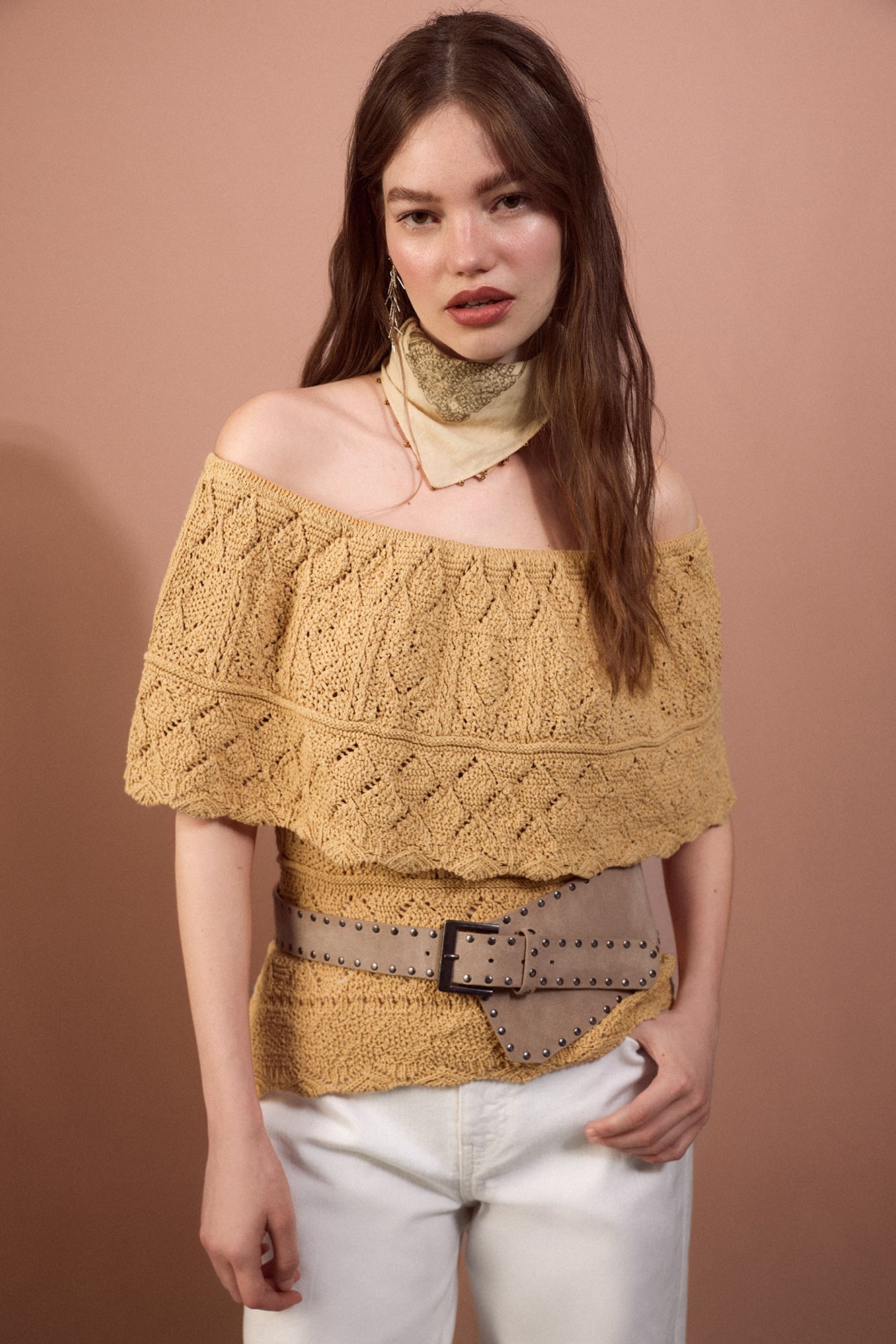 Off-shoulder knitted top | Women's T-shirts and polo shirts