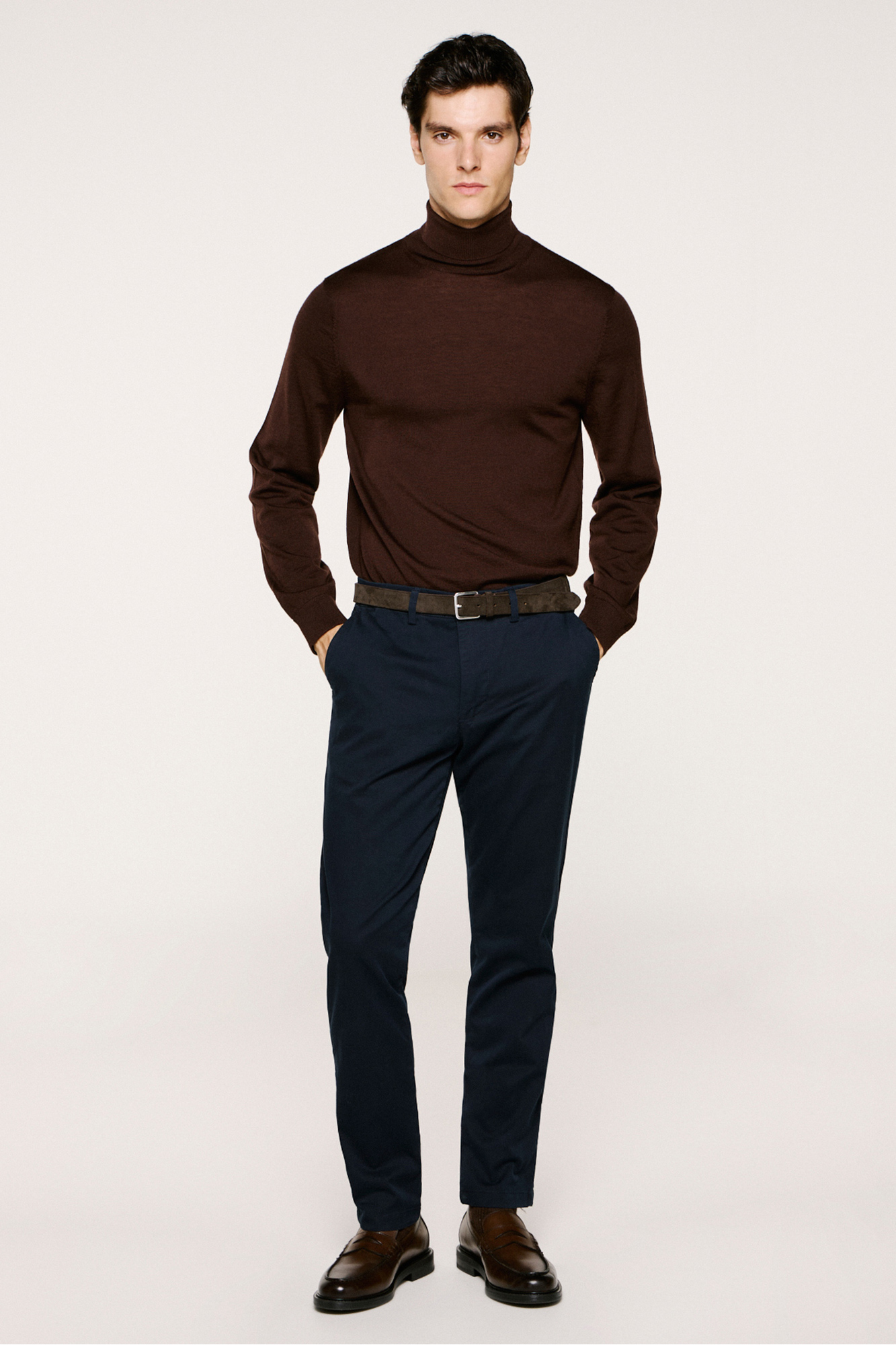 Camisola de gola alta 100% lã Camisolas de malha para