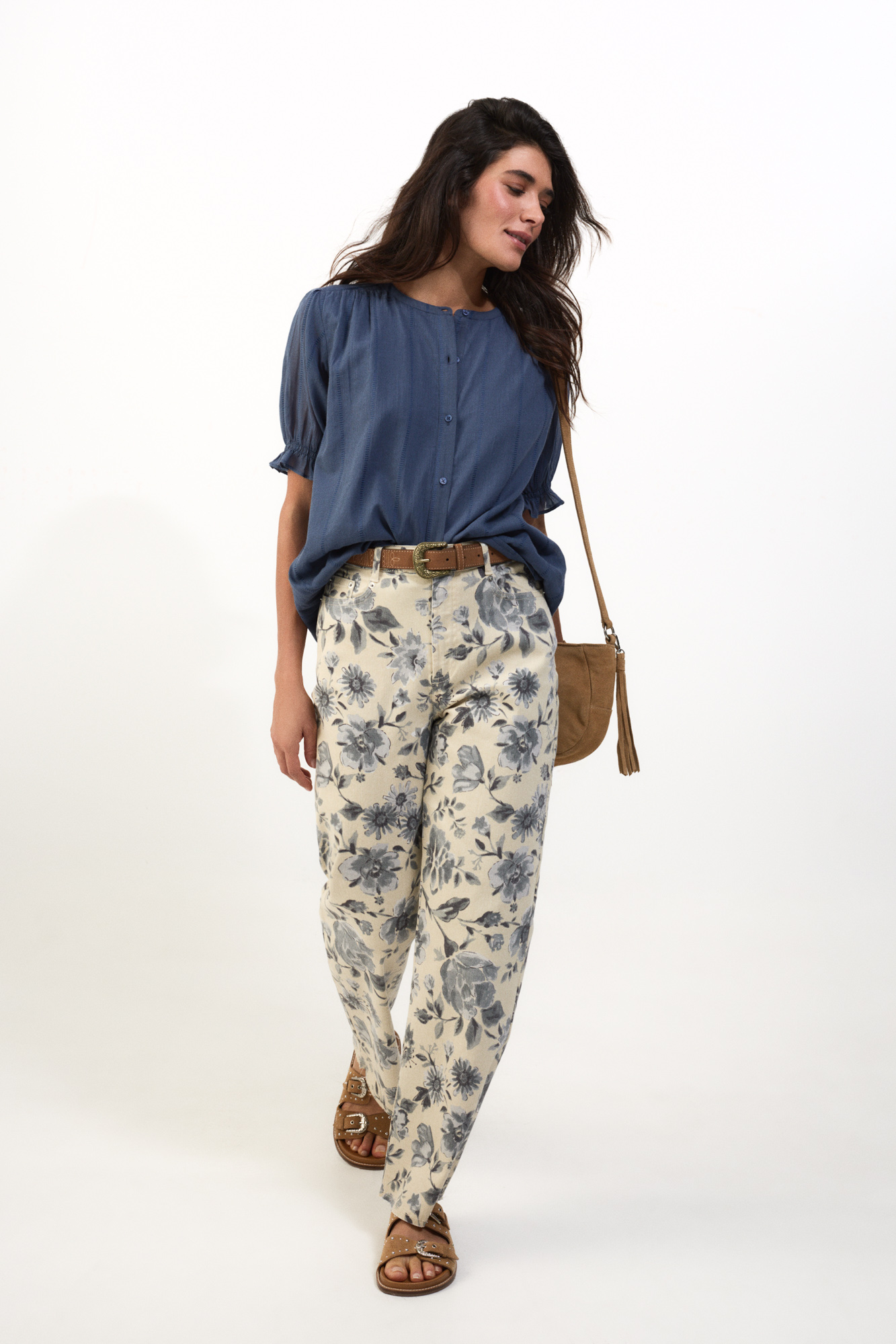 Slowlove Blusa dobby fluido