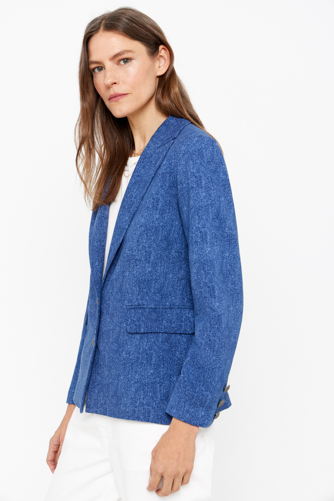 Jersey Knit Crepe Fitted Blazer