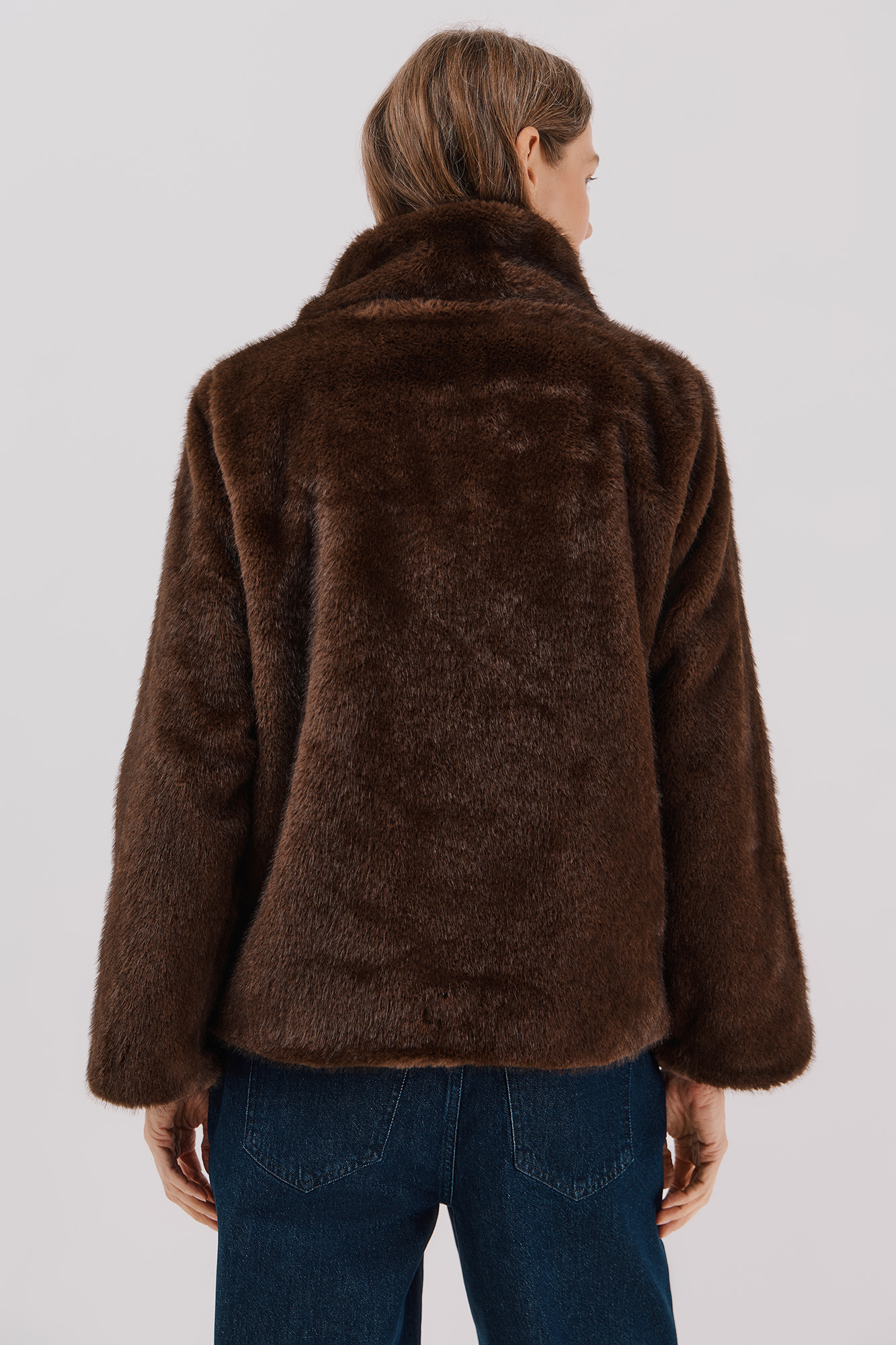 Leather Brown Fluffy Jacket Egg Fur Coat Color：Black Beige