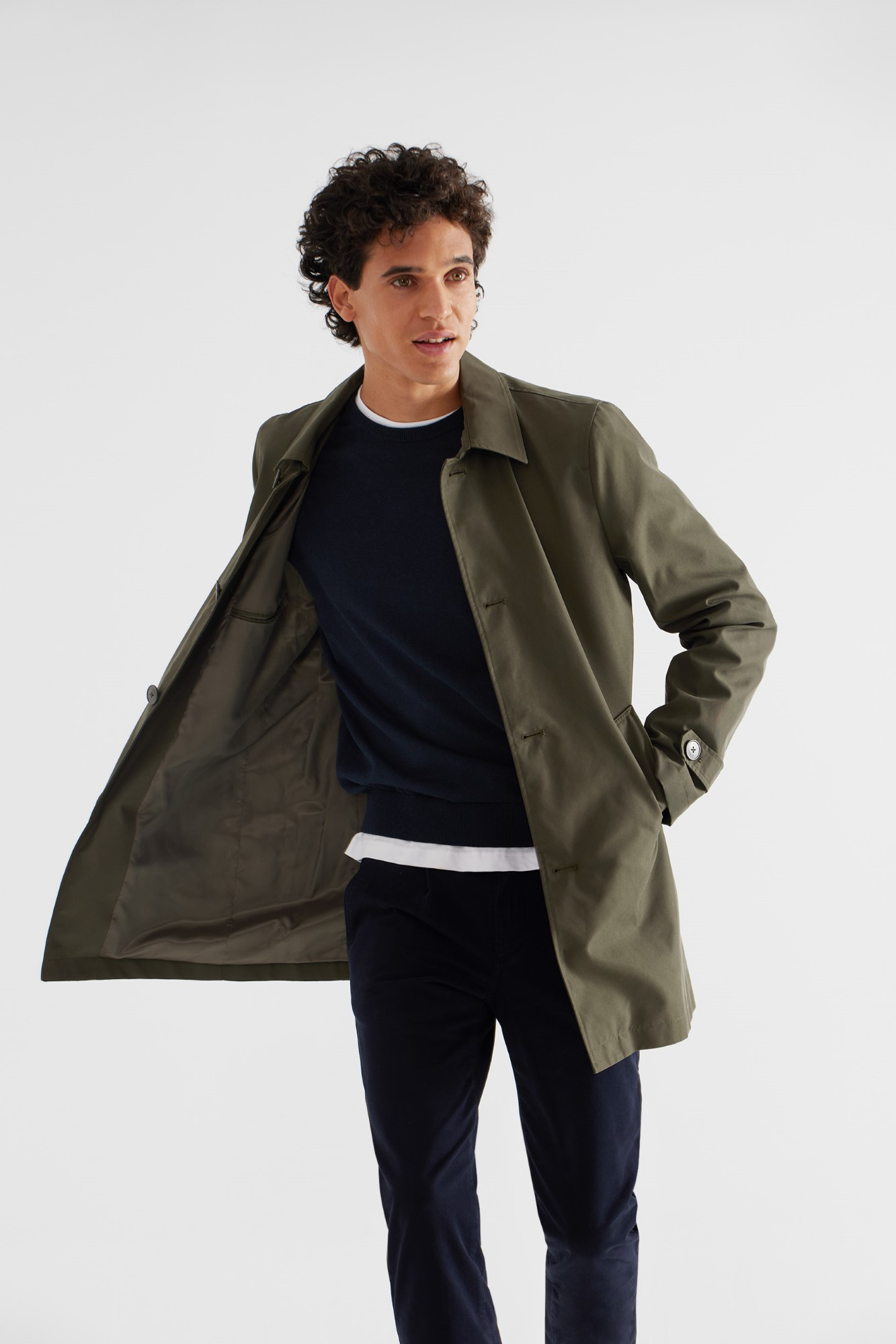 Dark green hotsell trench coat mens