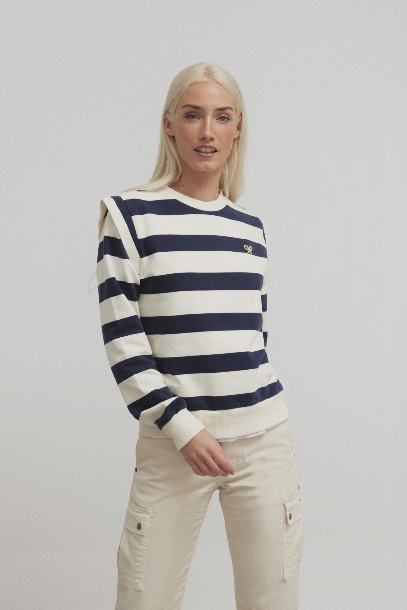 Hombreras Mujer Sudadera Con Hombreras Rayas Marineras Para Mujer - Main Image