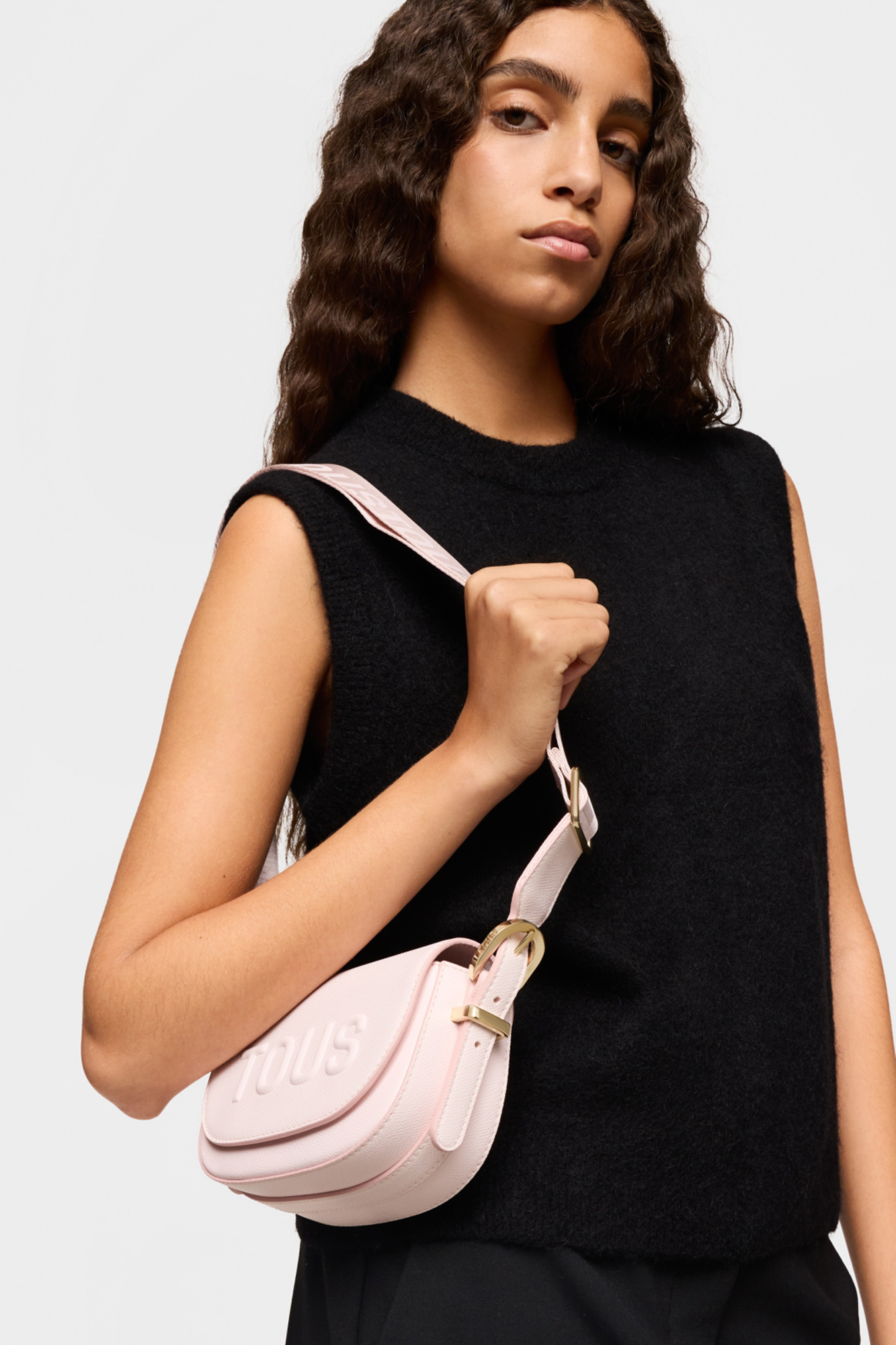 TOUS Brenda light pink crescent mini crossbody bag