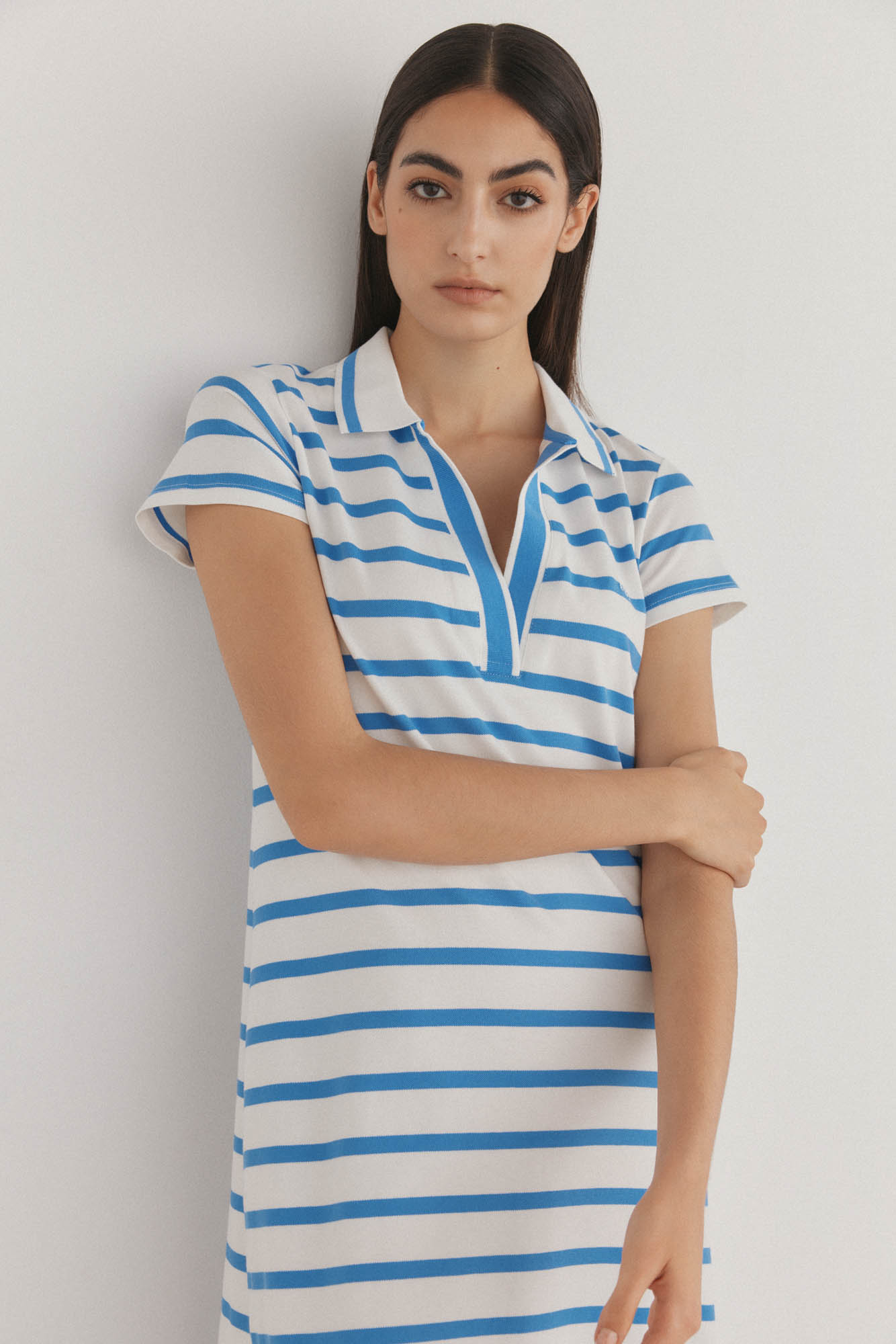 Crushed Short Sleeve Bold Polo Dress