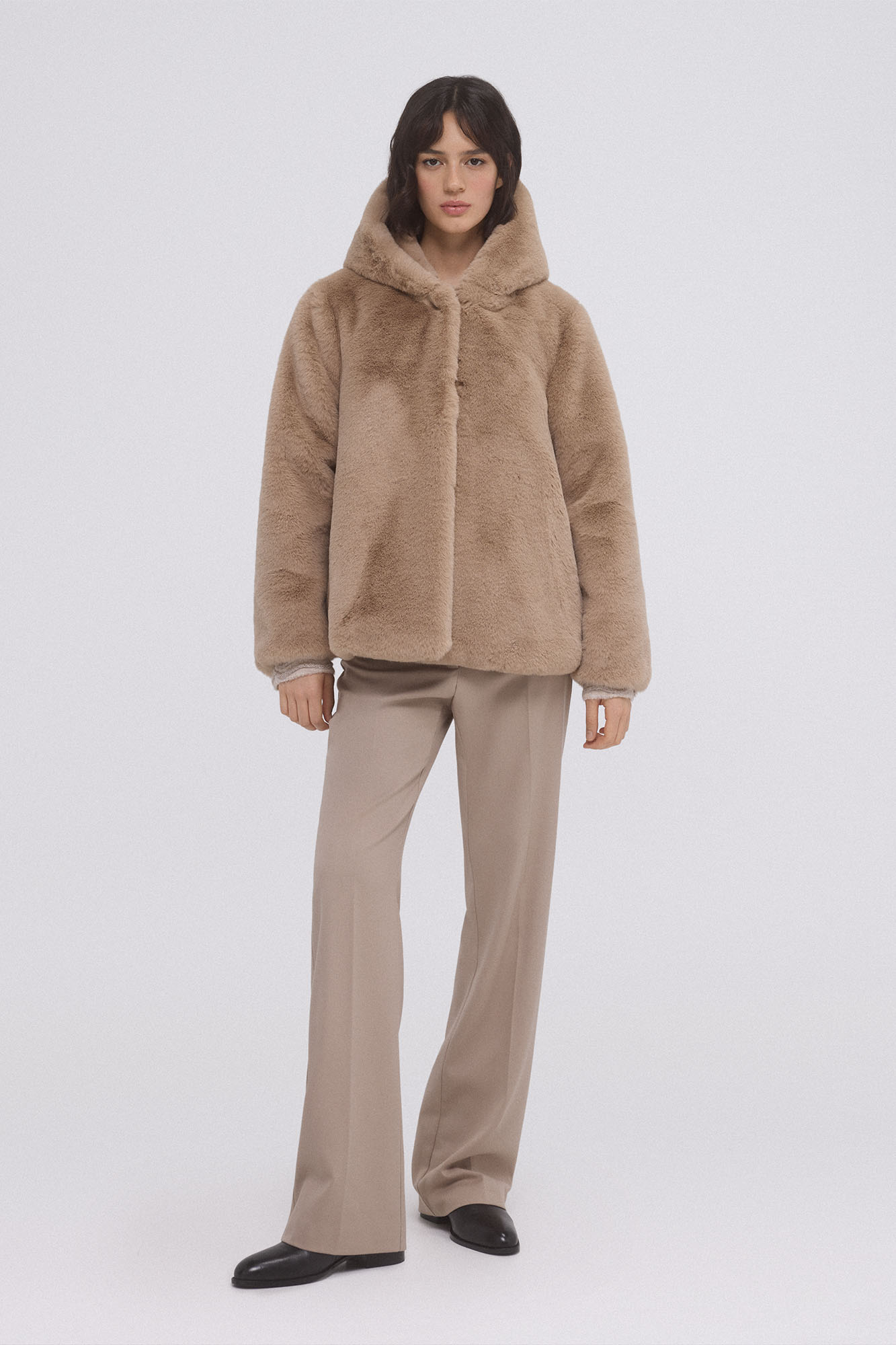 Fake fur hood jacket | Women's jackets | Pedro del Hierro