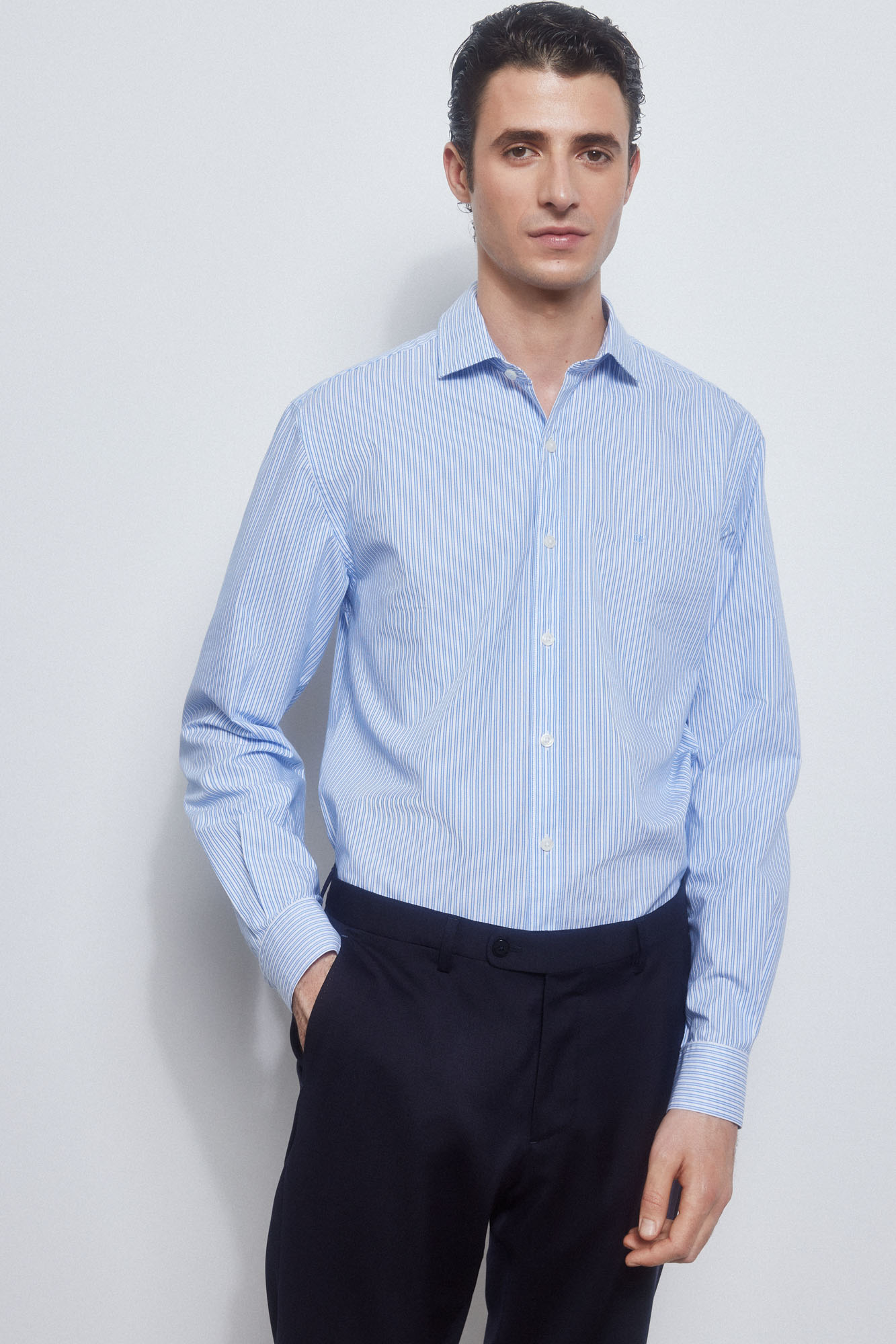 Camisa rayas facil plancha anti olor slim fit Camisas de